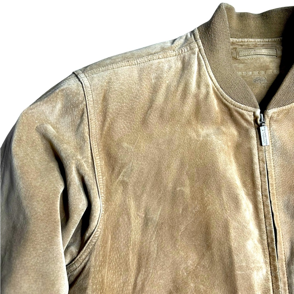 Roundtree‎ & Yorke Men’s Tan Suede Leather Bomber Jacket Size Medium - Picture 2 of 8